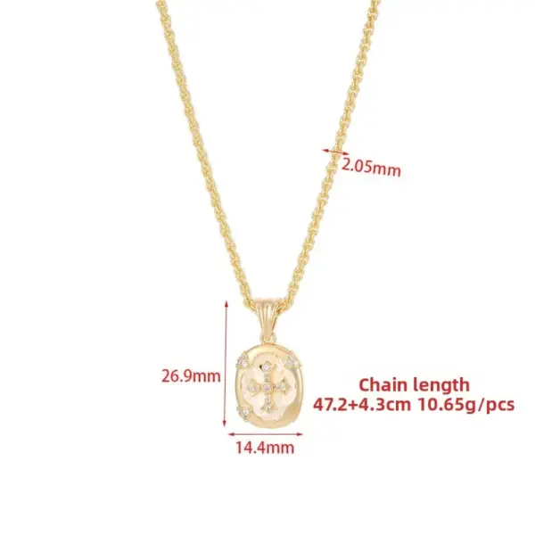Wholesale Round Copper Pendant Necklace With Zircon Inlay On Snake Chain, Unisex Jewelry Accessory