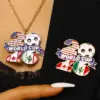 oly-0b287c4e14963976a8e7590803431e5d Wholesale Unisex Jewelry Set Featuring Mexican Flag Pattern With KC Golden Plated Alloy And Enamel On Cable Chain, 0.03µm Thickness