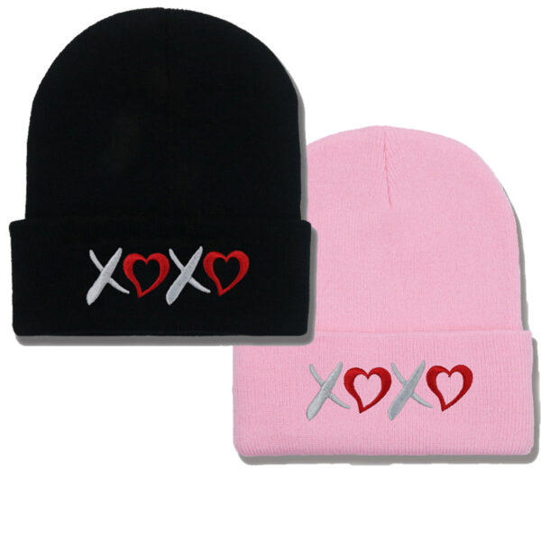 Wholesale Valentine's Day XOXO embroidery knitted hat for men and women couples autumn and winter warm wool hat leisure all-match cold hat tide
