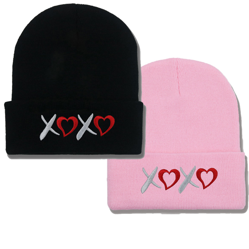 Wholesale Cross-border Valentine's Day XOXO embroidery knitted hat for men and women couples autumn and winter warm wool hat leisure all-match cold ha