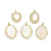Wholesale 1 Piece Copper Artificial Pearls Shell 18K Gold Plated Virgin Mary Oval Heart Shape Polished Pendant