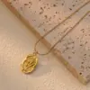 Wholesale 201 Stainless Steel 304 Stainless Steel Plastic Tulip Ion Plating (IP) Acrylic 18K Gold Plated Elegant Waterproof Non Tarnish Inlay Multicolor-Golden Yellow Pendant Necklace