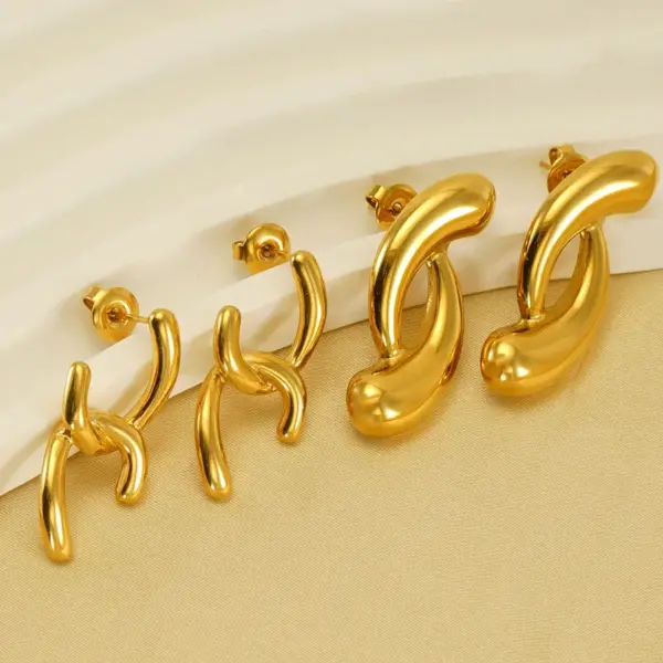 Wholesale PVD Coated 18K Gold Plated Irregular Solid Color Stainless Steel Modern Style Simple Style Waterproof Non Tarnish Ear Studs