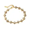 Wholesale Luxurious Four Leaf Clover Bracelet In Golden Electroplated 304 Stainless Steel With Zircon Inlay For Unisex