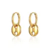 Wholesale PVD Coated Real Gold Plated 18K Gold Solid Color 304 Stainless Steel Simple Style Waterproof Non Tarnish Drop Earrings