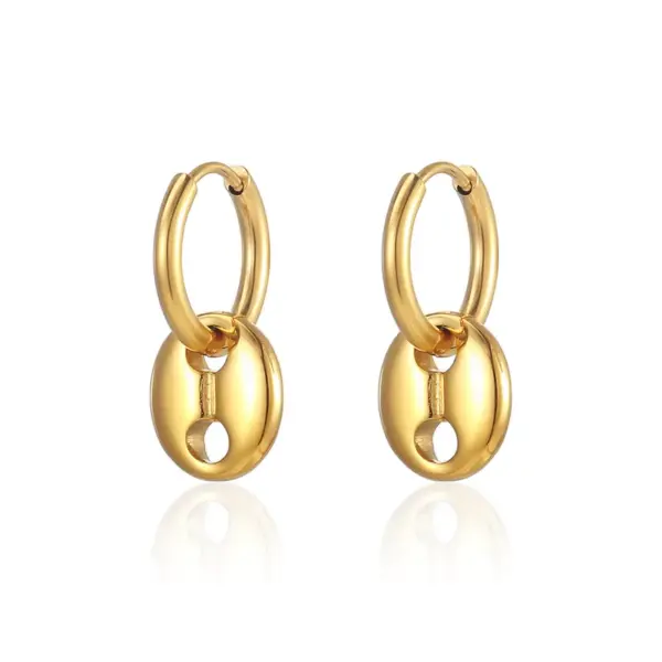 Wholesale PVD Coated Real Gold Plated 18K Gold Solid Color 304 Stainless Steel Simple Style Waterproof Non Tarnish Drop Earrings