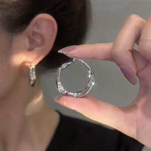 Wholesale S925 Silver Needle High-grade Earrings with Diamond Metal Ring Silver Needle Earrings Simple Fashionable All-match Design Earrings for Women