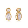 Wholesale Oval Waterproof Non Tarnish Earrings For Women, 304 Stainless Steel With 18K Real Gold PVD Coated Plating And Zircon Inlay