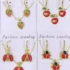 Wholesale Jewelry Casual Sweet Simple Style Ladybugs Apple Strawberry Copper Zircon 18K Gold Plated Polishing Enamel Inlay Cable Chain Jewelry Set