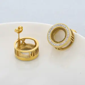 Wholesale PVD Coated 18K Gold Plated Round Stainless Steel Simple Style Waterproof Non Tarnish Ear Studs
