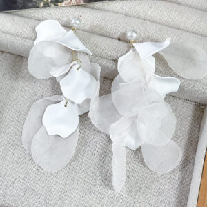 White petal tassel earrings