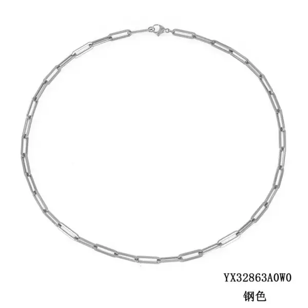 Wholesale Unisex Paper Clip Necklace With Hypoallergenic 316 Stainless Steel And 14K Real Gold PVD Coated Cuban Link Chain