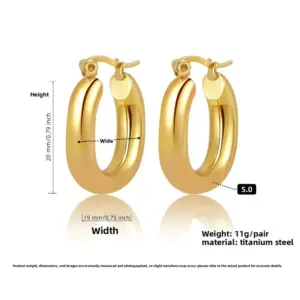5.0 Ear Clip Style Gold Oval 20MM
