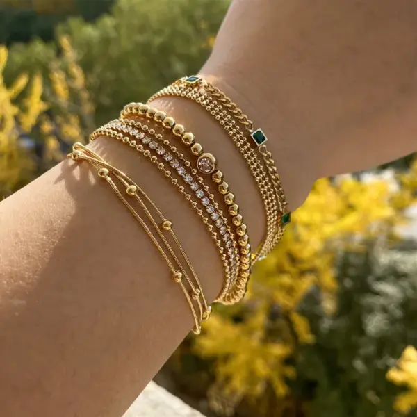 Wholesale PVD Coated Real Gold Plated 16K White Plating Geometric 304 Stainless Steel Casual Simple Style Waterproof Non Tarnish Bracelets