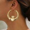oly-0bc4446870ef923685a5f999dca1a4e8 Wholesale Advanced Sense French Valentine's Day Simple Gold Earrings Love Crown Ring Ear Ring Holiday Music Festival Earrings