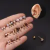 oly-0bc6316a7ce61c33112806124838c8cb Wholesale 316L Stainless Steel Ear Cartilage Rings & Studs Geometric Waterproof Non Tarnish Surgical Steel Unisex