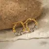 Wholesale PVD Coated Real Gold Plated 18K Gold Circle 304 Stainless Steel Elegant Lady Waterproof Non Tarnish Earrings
