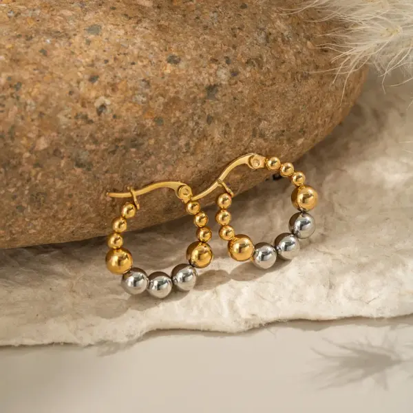 Wholesale PVD Coated Real Gold Plated 18K Gold Circle 304 Stainless Steel Elegant Lady Waterproof Non Tarnish Earrings