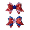 Wholesale 75th National Day Bow Hair Clip Onion Pink Swallowtail Star Hair Clip Festival Party Hair Accessory Shiny Sequins