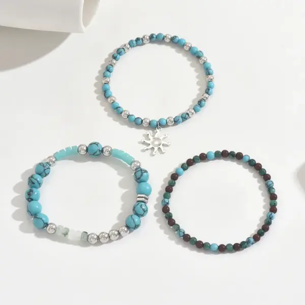 Wholesale Sun Pattern Unisex Bracelets For Everyday Wear Featuring Synthetic Gemstones, 1 Set