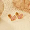 Wholesale 1 Pair Vintage Style Classic Style Four Leaf Clover American Flag Bow Knot Plating 304 Stainless Steel Ear Studs