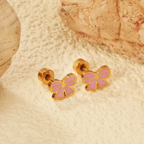 Wholesale 1 Pair Vintage Style Classic Style Four Leaf Clover American Flag Bow Knot Plating 304 Stainless Steel Ear Studs