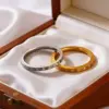 Wholesale Heart Shape Waterproof Non Tarnish Rings In 304 Stainless Steel With 18K Real Gold PVD Coated Plating 0.03µm Thickness Unisex