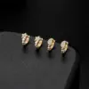 Wholesale Moon Pattern Bezel Setting Earrings For Women, Electroplated Copper With Zircon Inlay, Stud Earrings