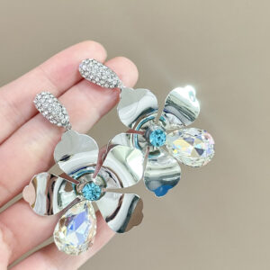 Silver rhinestone flowers