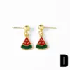 Wholesale 1 Pair Modern Style Simple Style Fruit Plating Inlay Copper Zircon 18K Gold Plated Earrings