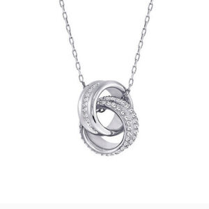 White gold small double ring necklace