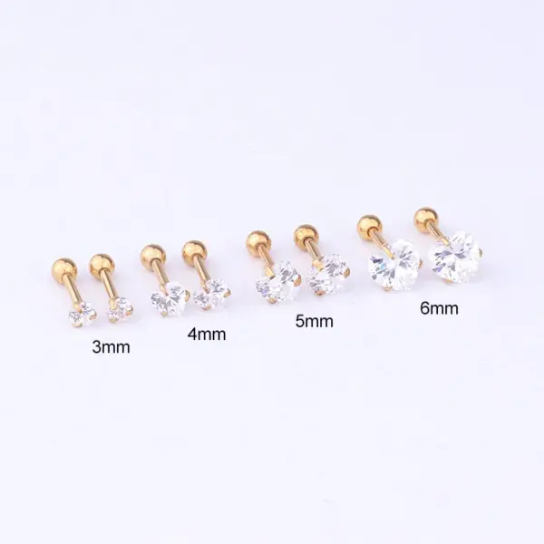 Wholesale Ear Cartilage Rings & Studs Fashion Heart 316L Stainless Steel Waterproof Non Tarnish Surgical Steel Zircon Vacuum Plating
