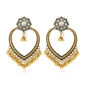 Wholesale Bohemian Retro Ethnic Style Women's Oversized Bell Pendant Earrings Geometric Pattern Zinc Alloy Circle And Oval Craft