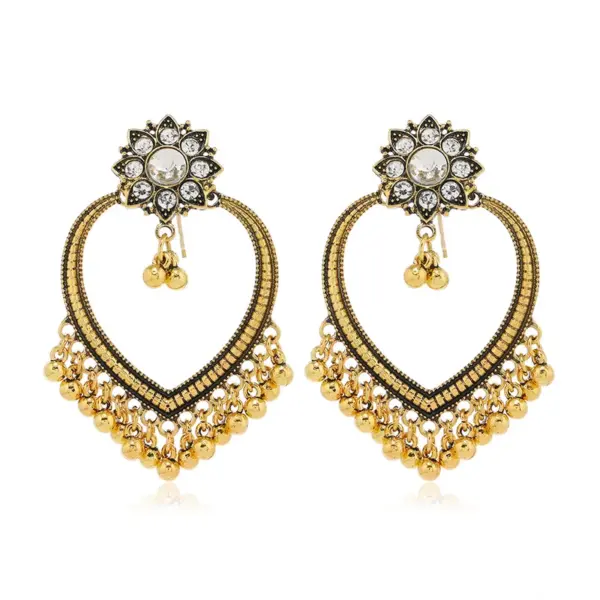 Wholesale Bohemian Retro Ethnic Style Women's Oversized Bell Pendant Earrings Geometric Pattern Zinc Alloy Circle And Oval Craft