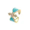 Wholesale Women’s Bow Tie Open Rings Featuring Enamel Craft And Zircon Inlay, Electroplated Copper Material