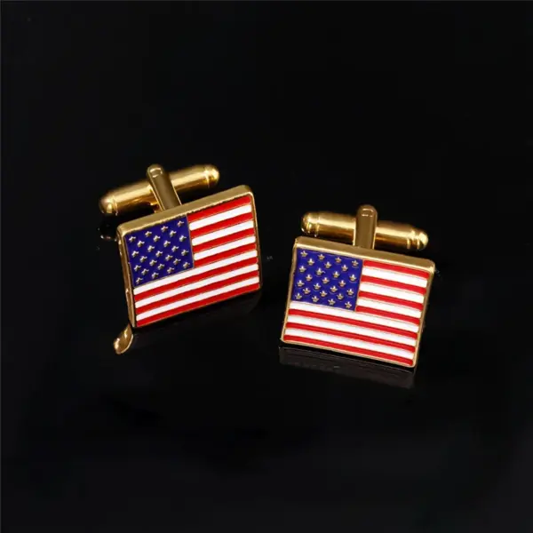 Wholesale American Flag Men's Zinc Alloy Cufflinks In French Style With Stamping Craft