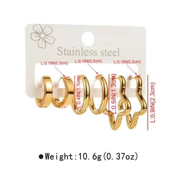 Wholesale 304 Stainless Steel Solid Color PVD Coated Golden Plated Casual Elegant Earrings