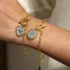 Wholesale Round Rock Style Jewelry Set For Independence Day, 304 Stainless Steel With 18K Gold Plated 0.03µm, Box Chain