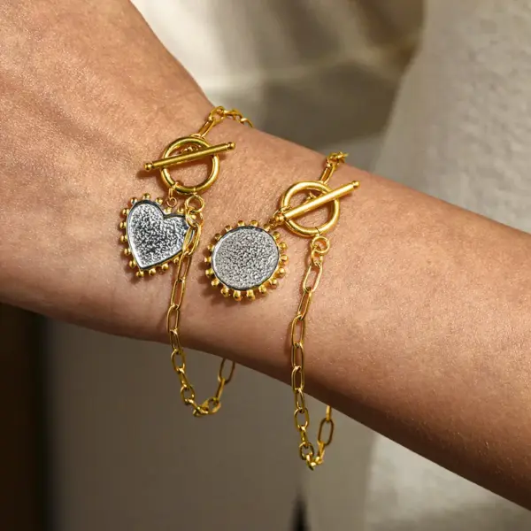 Wholesale Round Rock Style Jewelry Set For Independence Day, 304 Stainless Steel With 18K Gold Plated 0.03µm, Box Chain