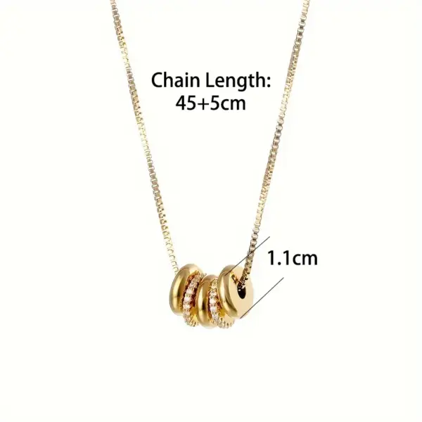 Wholesale Round Pendant Necklace For Women, 18K Gold Plated 304 Stainless Steel, PVD Coated, Zircon Inlay, Box Chain