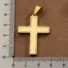Wholesale DIY Jewelry High-Quality Polished 304 Stainless Steel Rhinestone Vacuum Electroplating (In Furnace) 18K Real Gold Plated Cross Flag Square Pendant
