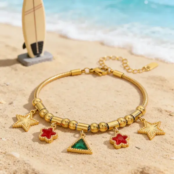 Wholesale Solid Color Couple Bracelets With 18K Real Gold Plated 304 Stainless Steel, Waterproof Non Tarnish, Featuring Zircon And Snake Chain
