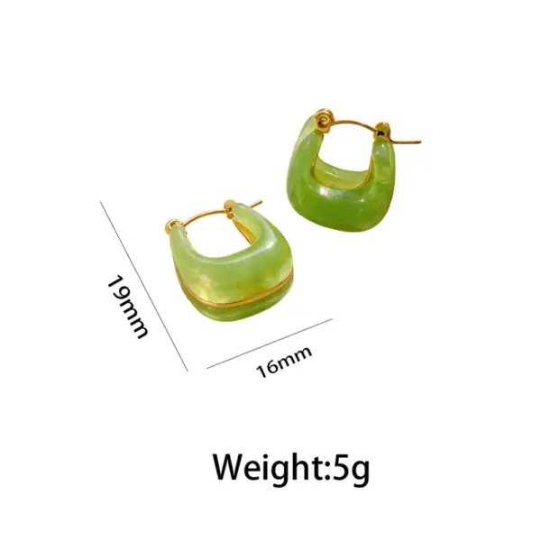 Wholesale Round Waterproof Non Tarnish Stud Earrings For Women In 18K Real Gold Plated 304 Stainless Steel With Acrylic Inlay, PVD Coated