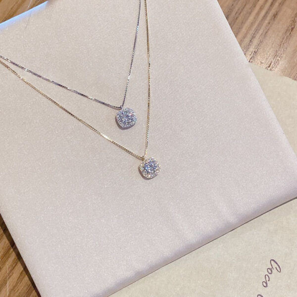 Wholesale Small Square Diamond Flash Diamond Necklace Female Niche Design Sense Light Luxury Elegant Simple Clavicle Chain High Sense Internet Celebrity Cold Style