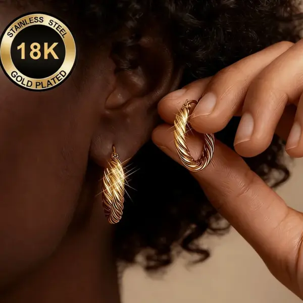 Wholesale Round Hypoallergenic Earrings In 304 Stainless Steel With 18K Real Gold PVD Coated Plating, 0.03µm Thickness, Unisex