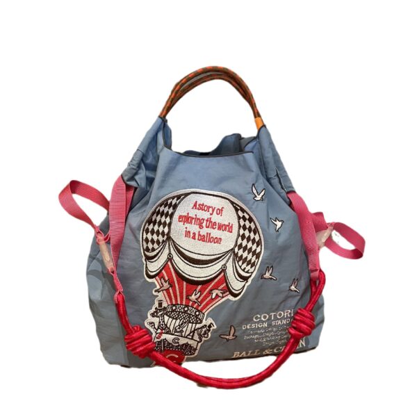 oly-0c744fd9c38de56a3aa796e955b36bce Wholesale Japanese air balloon embroidery environmental protection cloth bag female ball chain embroidery nylon handbag shoulder