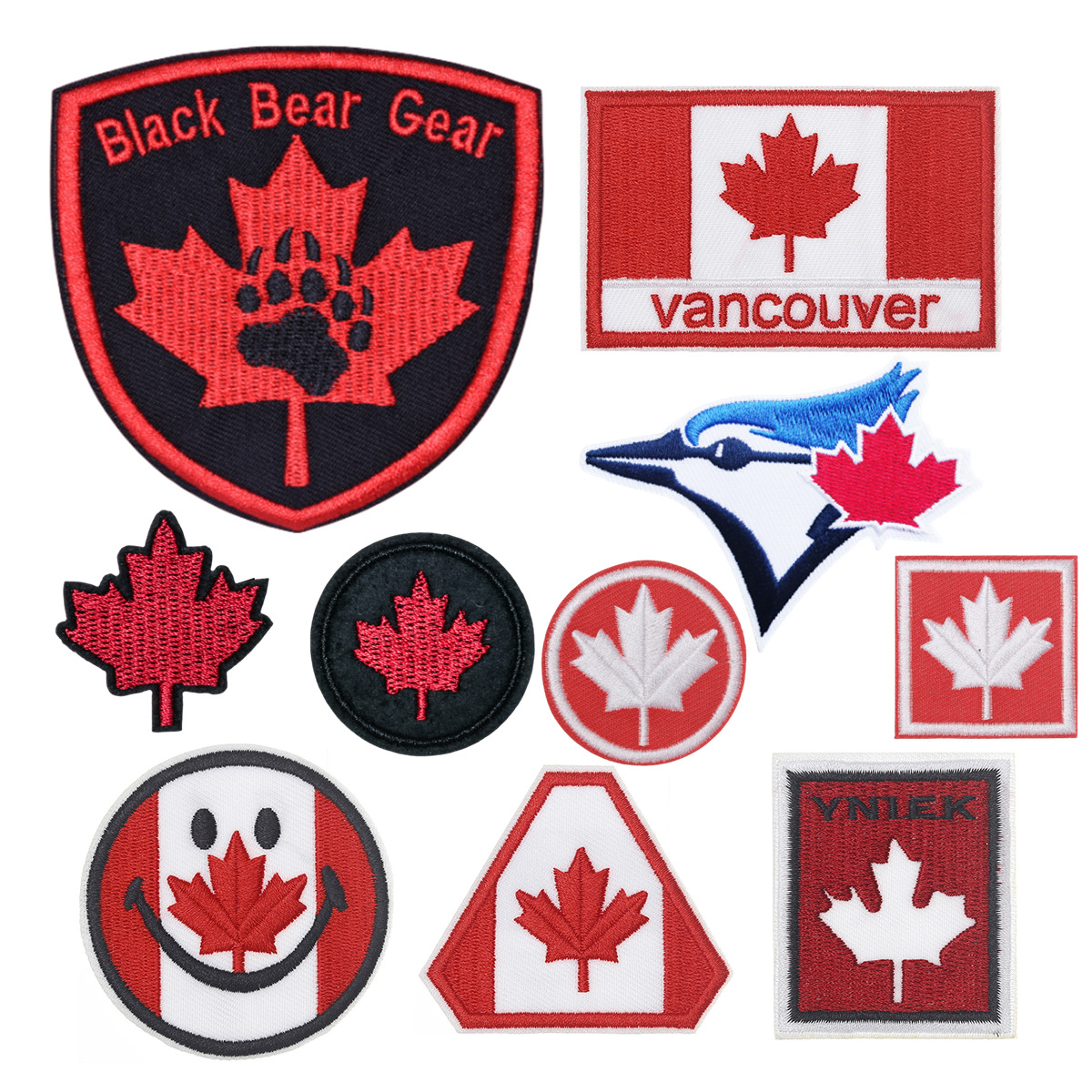 Wholesale Ya Embroidery New Mini Embroidery Small Cloth Sticker Red Maple Leaf Computer Embroidery Sticker Clothes Bag Decoration Patch Decal