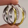Wholesale Three-dimensional Geometric Earrings For Women In Copper With KC Golden Plated Water Plating And 0.03µm Thickness