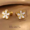 Wholesale 201 Stainless Steel 304 Stainless Steel Plastic Flower Ion Plating (IP) 18K Gold Plated Sweet Waterproof Non Tarnish Plating Gold Ear Studs