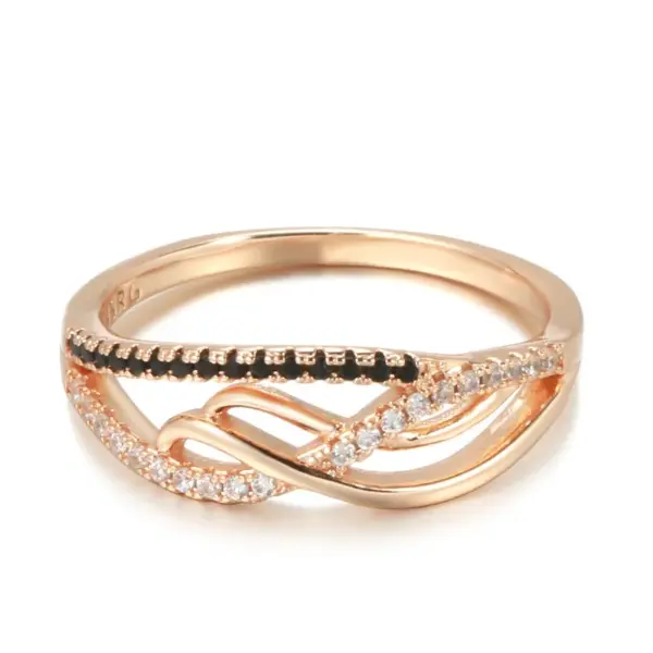 Wholesale New New Style Micro-Paved Zircon Ring For Women Twisted Line Fashionable Bohemian Pattern Casual Style Copper Ring